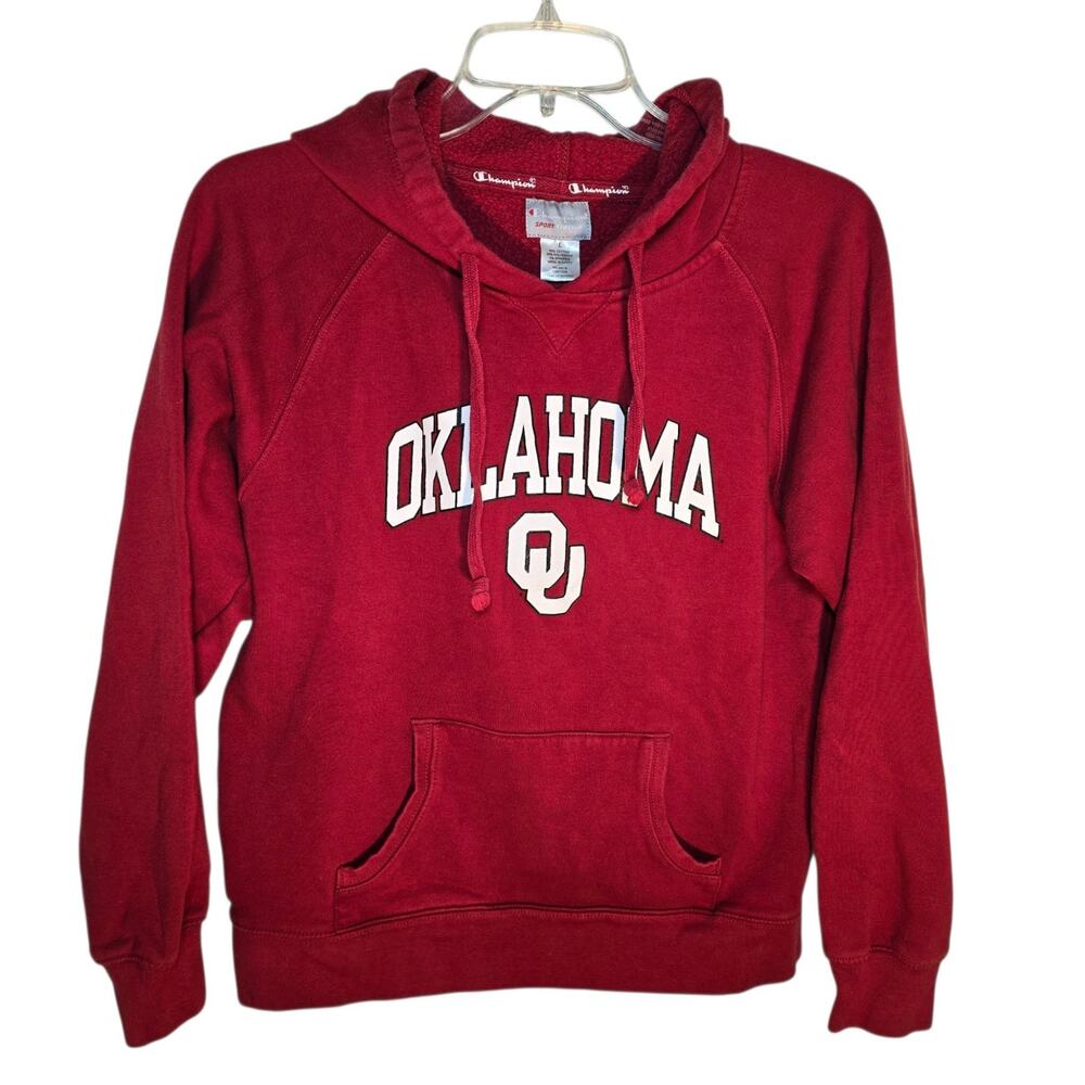 Vtg Youth Large or Womens Sm Champion OU Oklahoma Sooners Pullover Hoodie Red